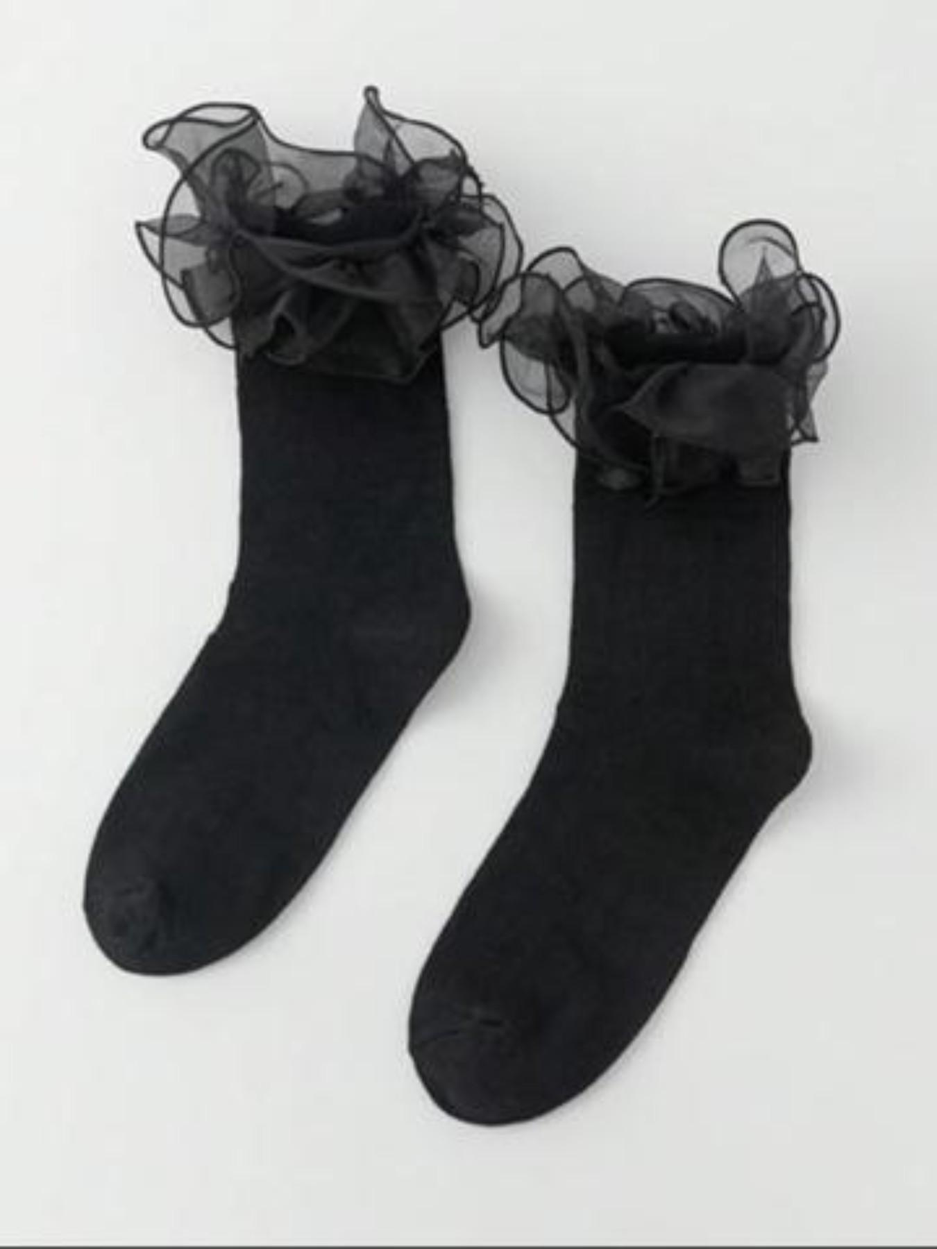 Ruffled Socks, Girl's Folded Ruffle Decorative Socks, Dance Socks, Princess Socks, Fashionable Anklet Socks for Kids