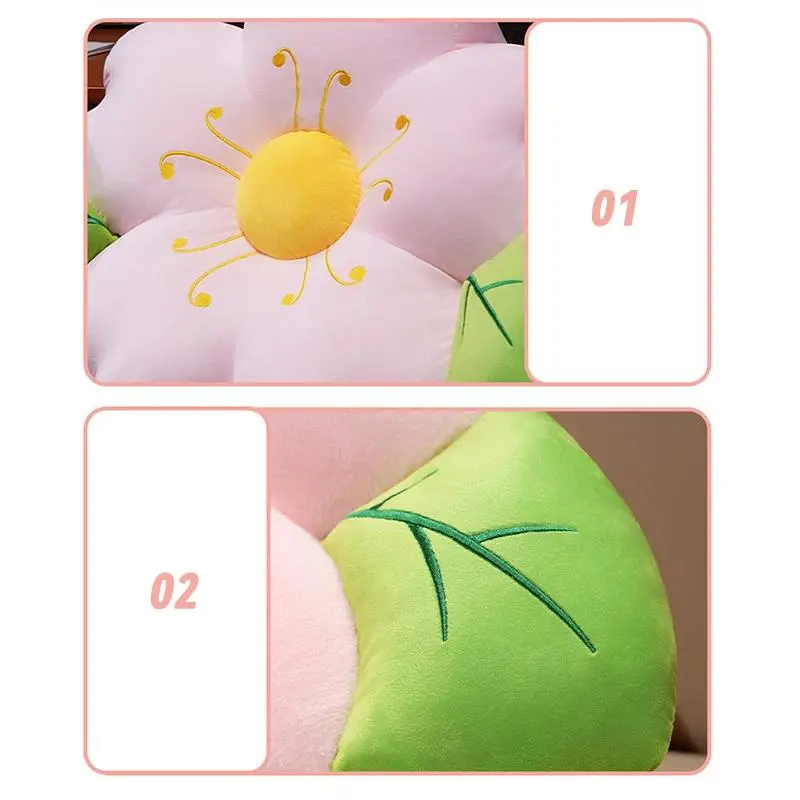 Pink Cherry Blossom Petal Cushion Bedroom Living Room Office Car Decor Sakura Pillow Plush / Ice Silk Sofa Waist Cushion