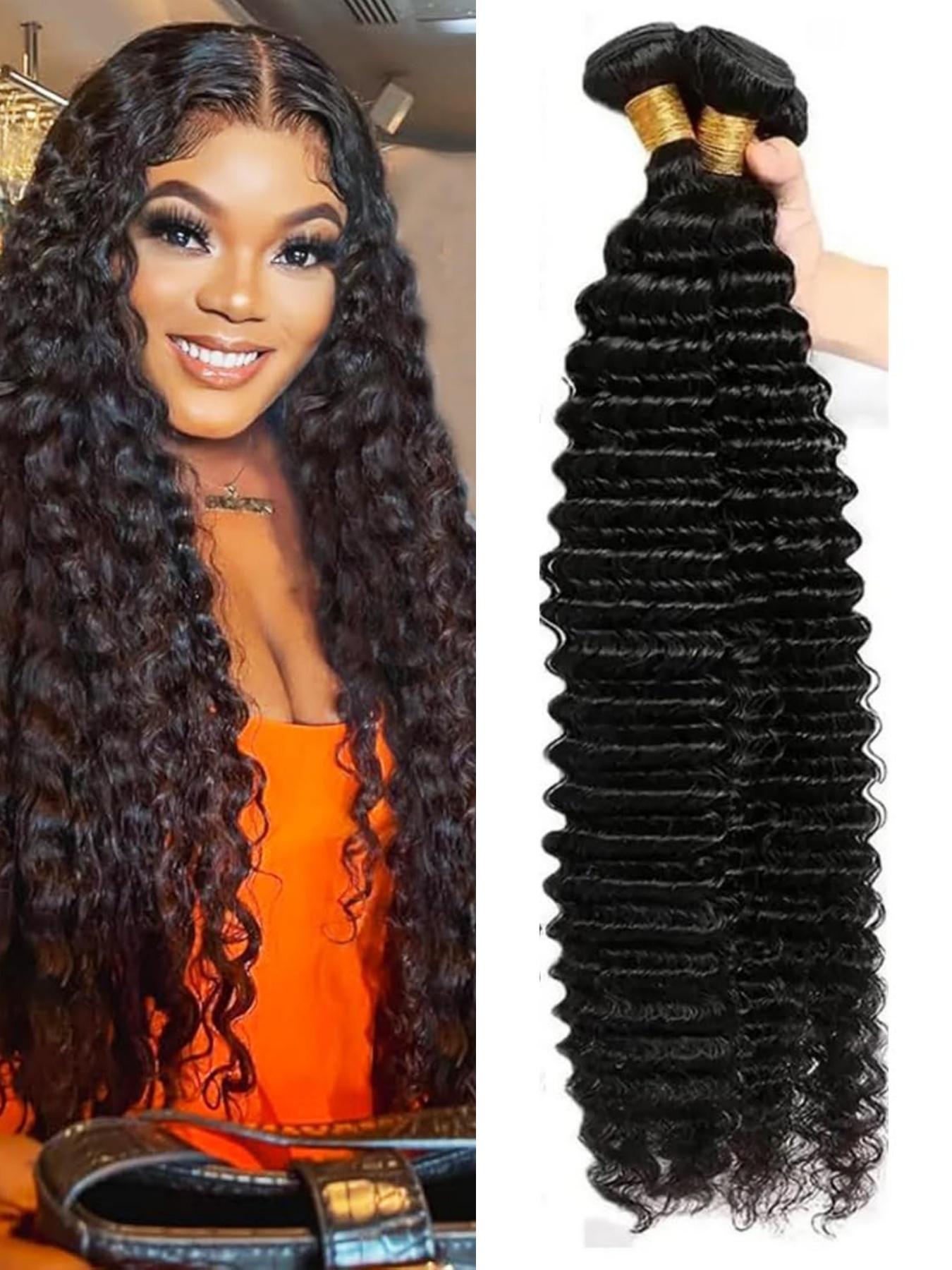Deep Wave Bundles Human Hair 22-26 Inch, Natural Curly Hair 