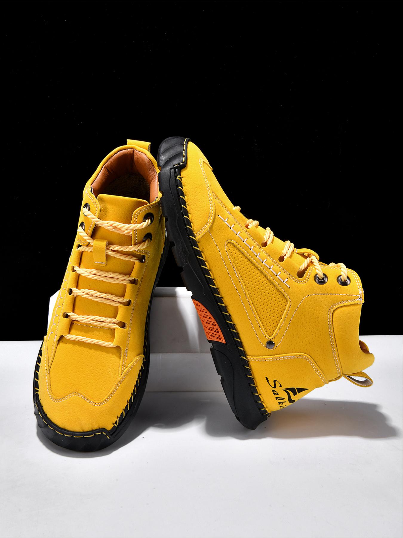 Vintage Hand-Stitched Chelsea Work Boots, Soft Bottom Anti-Slip Casual Hiking Shoes, Synthetic Leather, Medium Width, All Seasons