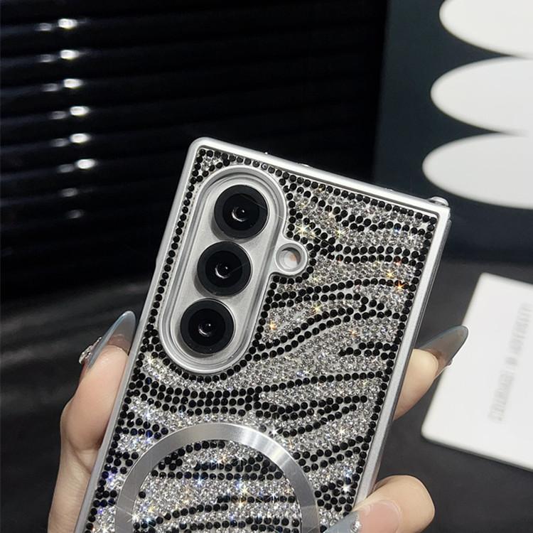 Compatible with Z Fold7/Z Fold6/Z Fold5/Z Fold4/Z Fold3 | Rhinestone Magnetic Lanyard Full Wrap Shockproof Large Fold Phone Case HNZ0483