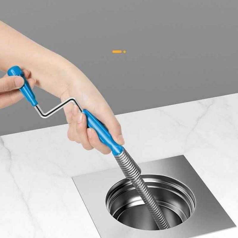 4.92Ft Manual Pipe Dredging Device, Toilet Clog Dredging Tool, Kitchen Sewer Dredging Tool, Cleaning Hair And Garbage That Clogs The Sewer, Kitchen, Bathroom, And Toilet Cleaning Supplies(1PCS)