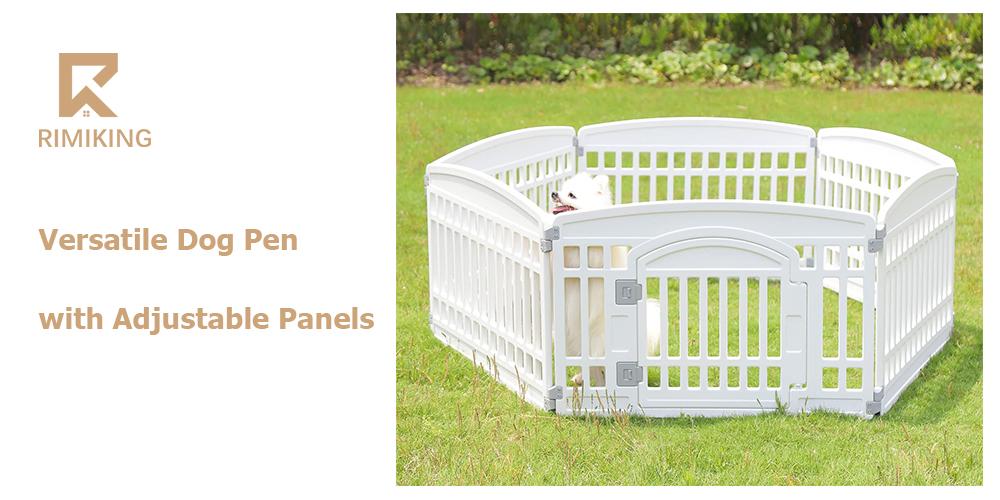 RIMIKING Pet Playpen with Secure Gate,,Modular Layout,Secure, Easy-to-Use Gate,Stable Non-Slip Base,Weather-Resistant Design,Durable Construction