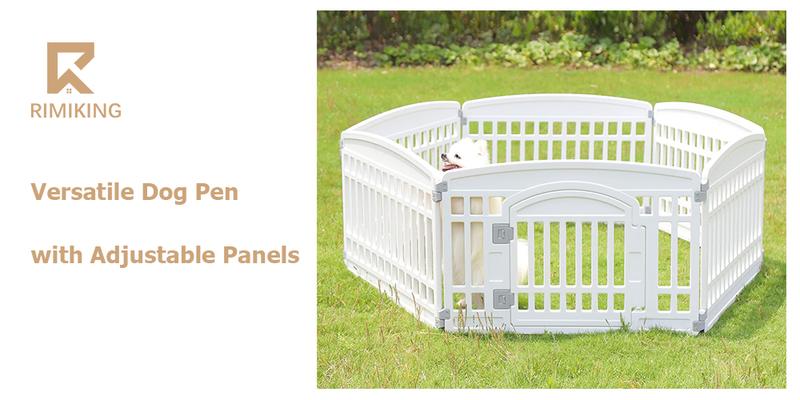 RIMIKING Pet Playpen with Secure Gate,,Modular Layout,Secure, Easy-to-Use Gate,Stable Non-Slip Base,Weather-Resistant Design,Durable Construction