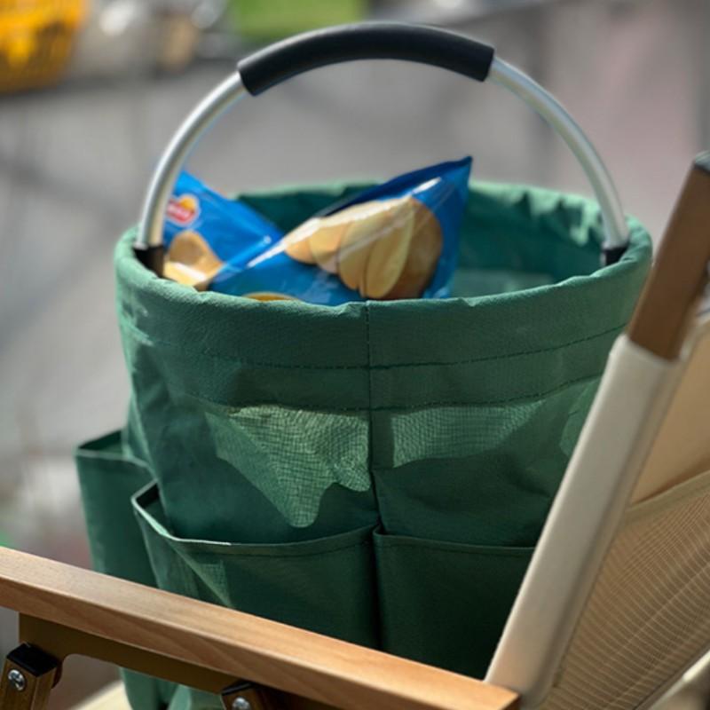 Foldable Multi-Functional Handheld Storage Basket, Outdoor Picnic Camping Tool Bucket, Waterproof Oxford Fabric Organizer