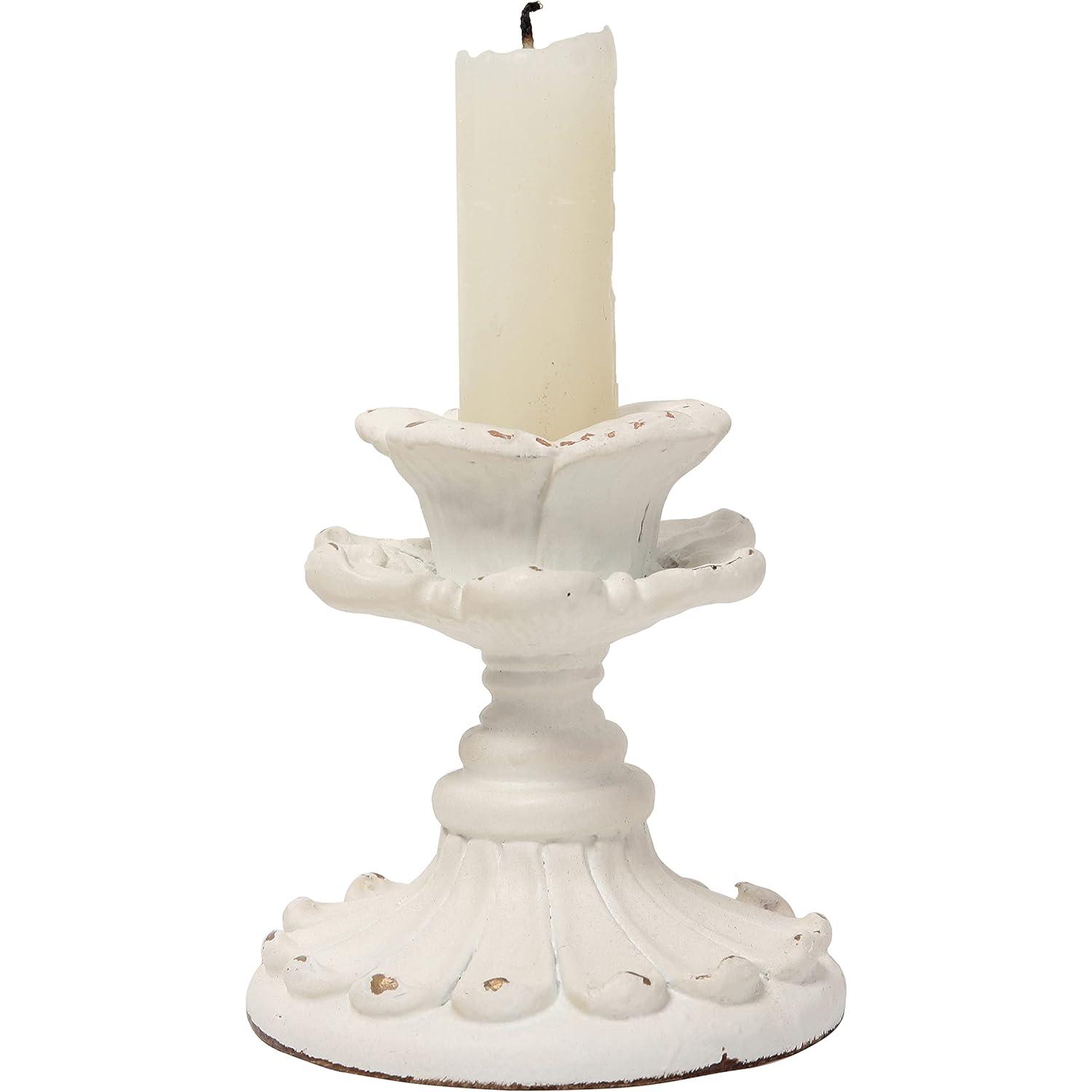 White Candle Stick Holder , Flower Candlestick Holder, 3 Inch Taper Candle Holder Small, Short Rustic Candle Centerpieces for Tables, Wedding, Dining, Party White Candle Stick Holder , Flower Candlestick Holder, 3 Inch Taper Candle Holder Small, Short Rustic Candle Centerpieces for Tables, Wedding, Dining, Party