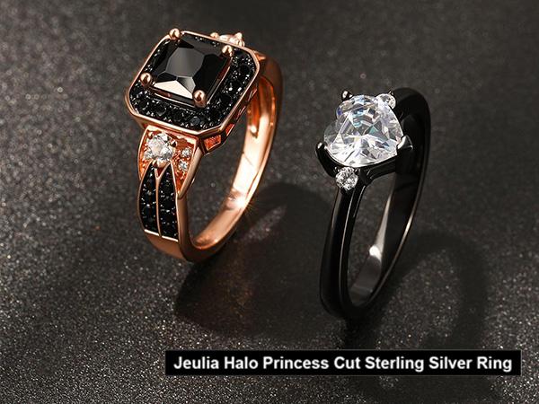 Jeulia Three Stone Heart Cut Sterling Silver Ring Jeulia Three Stone Heart Cut Sterling Silver Ring