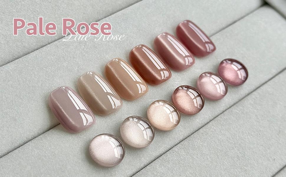 GAOY Pale Rose Cat Eye Gel Nail Polish Set with Magnet, Jelly Pink Silver Cat Eye, Salon Gel Manicure and Nail Art DIY at Home
