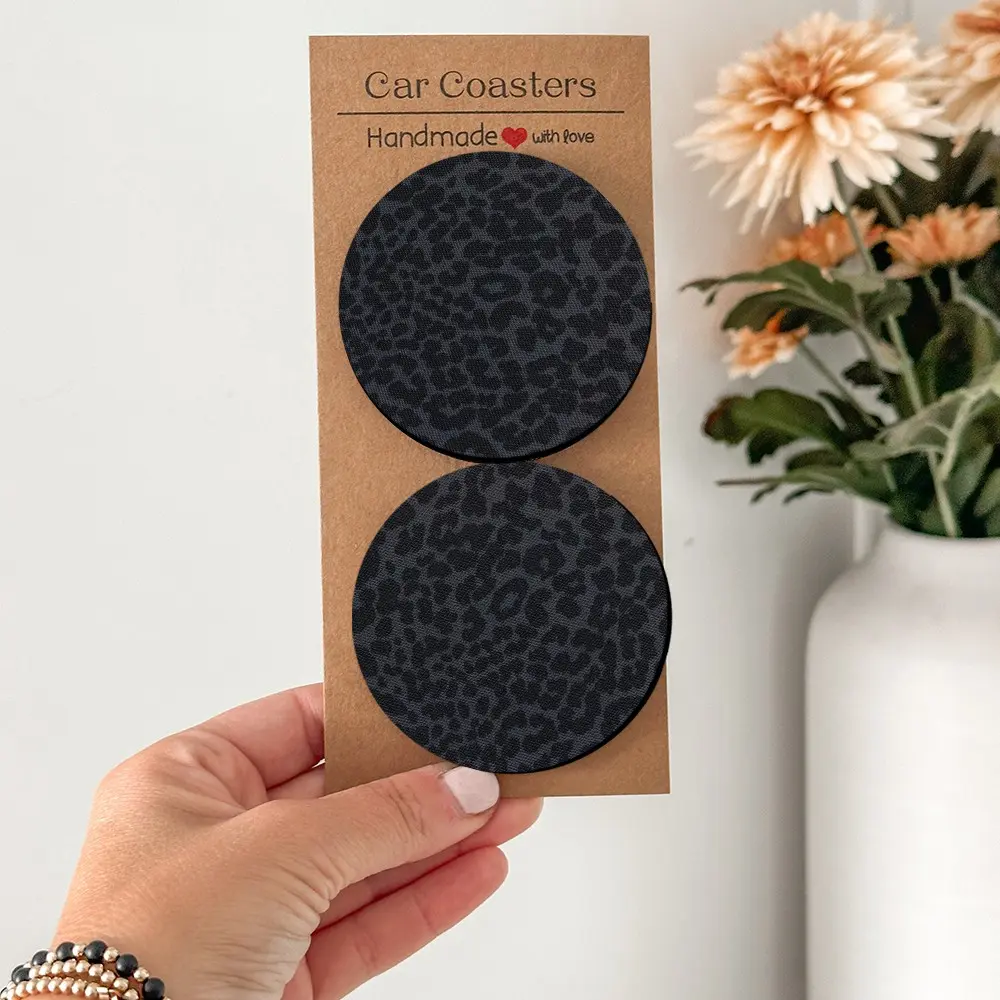Multiple 2/4-pcs leopard print car coasters-elegantly packaged and easy to clean, choose one you like as gifts for Valentine's Day or birthday