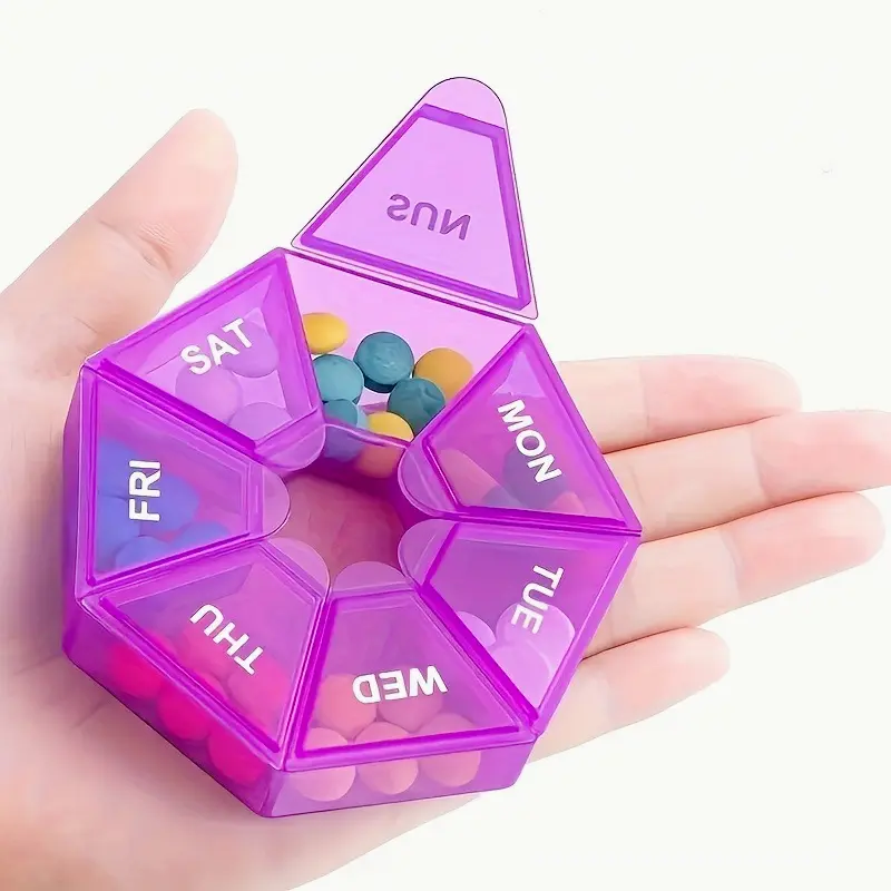 6 Count Mixed Color Portable Travel Pill Organizer Box, Compact Space-Saving Medicine Storage Case, Simple Operation & Easy Dose Recording, Versatile Medication Container for Weekend Trips, Daily Routine & Sentimental Practical Gift-Giving