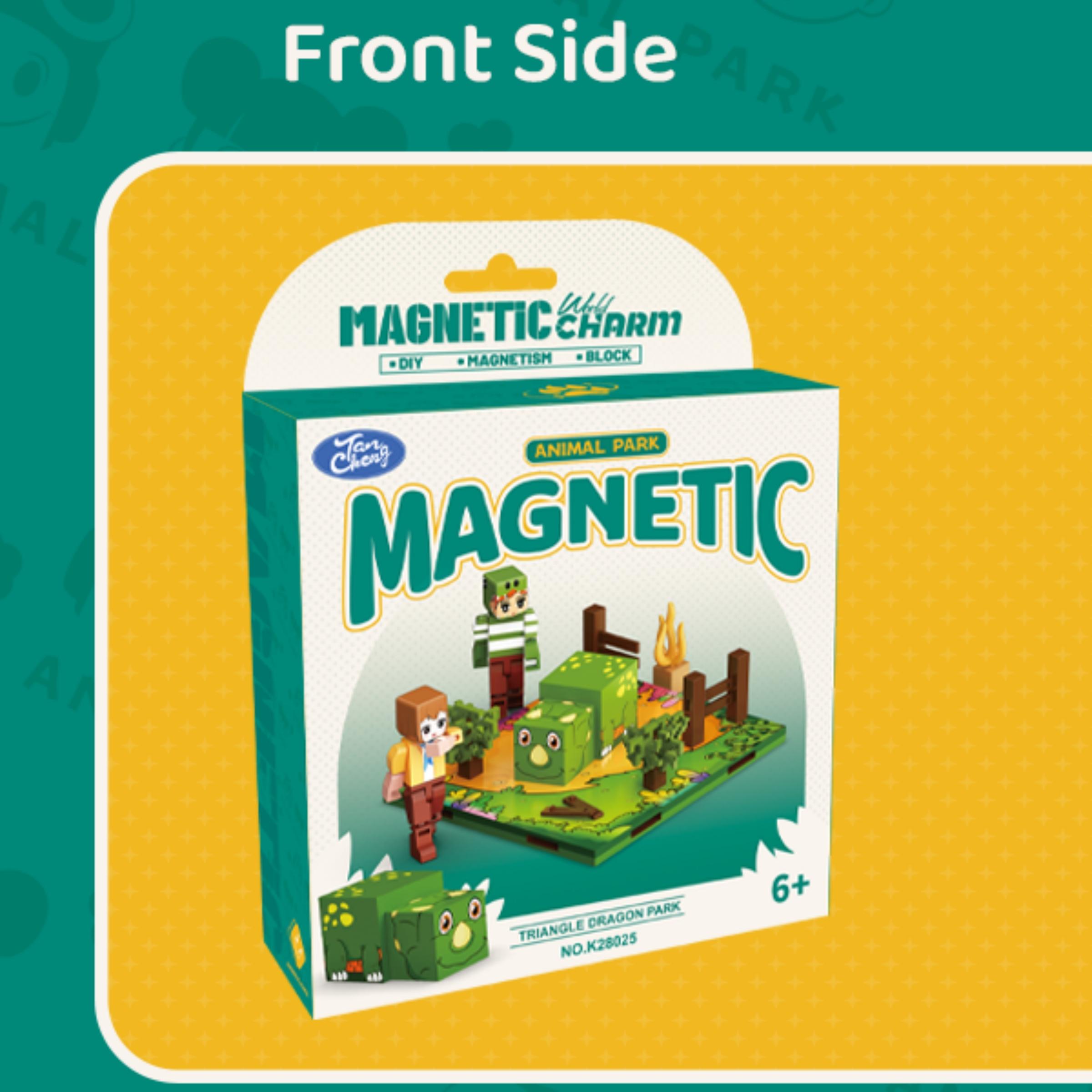 Magnetic Building Blocks Puzzle Toy, DIY Model Kit for Kids, Minecraft Inspired Rhino Scene, Educational Gift for Boys and Girls