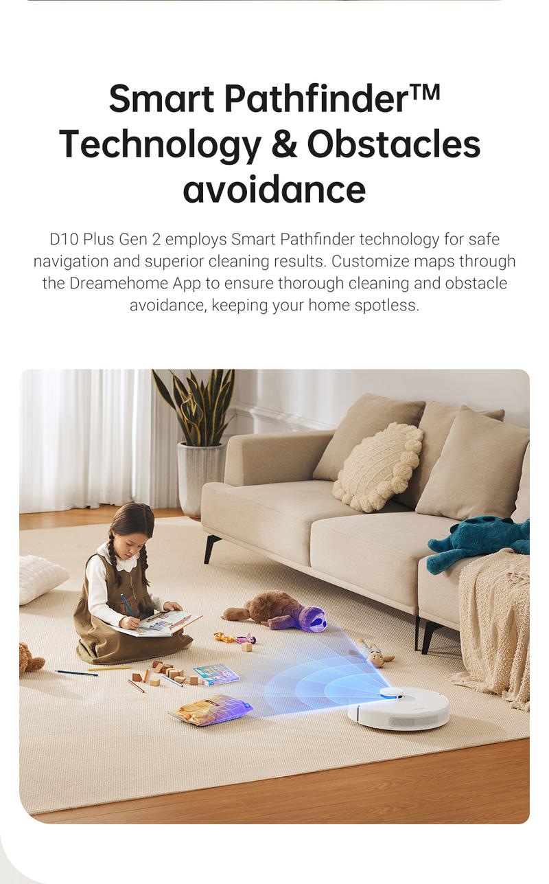 DREAME D10 Plus Gen 2 Robot Vacuum and Mop with Self-Emptying Base for 90 Days of Cleaning, 6000 Pa Suction and LiDAR Navigation, Obstacle Avoidance, Wi-Fi Connected