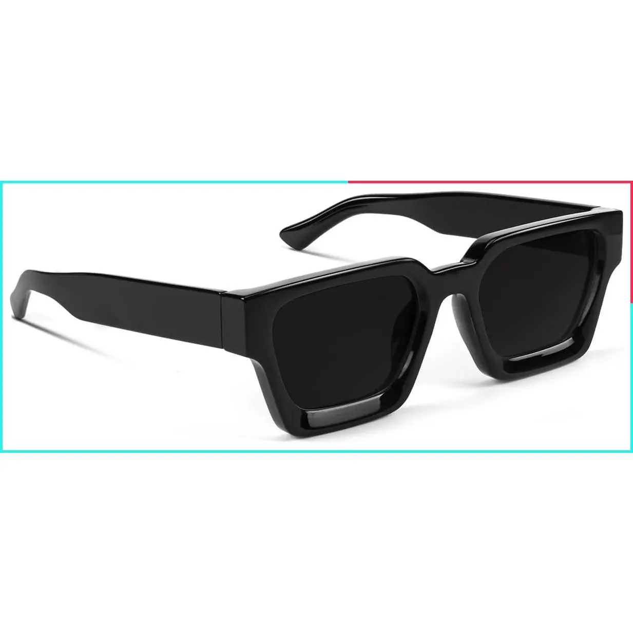 Trendy Square Sunglasses for Men and Women - Thick Rectangle Frame, UV Protection, Fashion Designer Style Shades