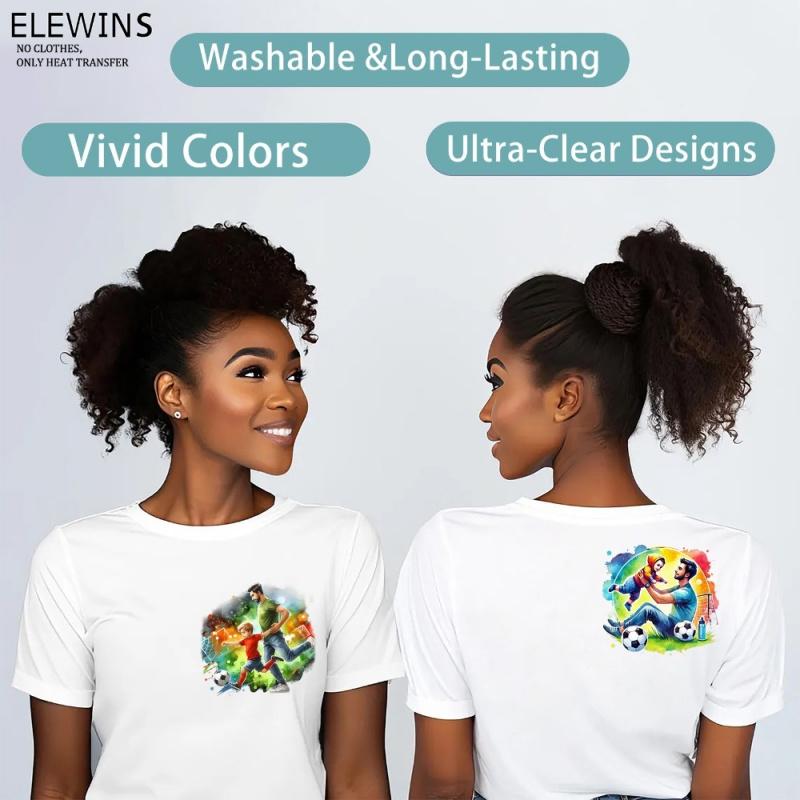 12 Sheets Football Father's Day Heat Transfer Vinyl HTV Gold Foil DTF for Tshirt Hoodie Jeans Backpack Pillow Machine Washable Iron on Transfer for Men Women