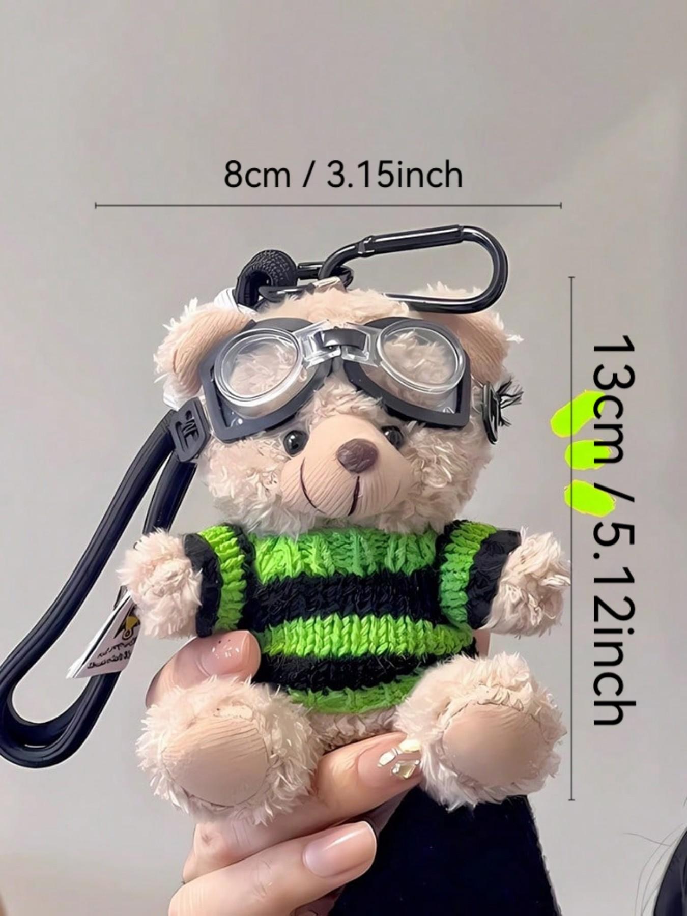 Pilot Bear Keychain Creative Doll, Cute Bear Plush Bag Charm, Sweater Bear Plush Packaging Decoration, Holiday Gift