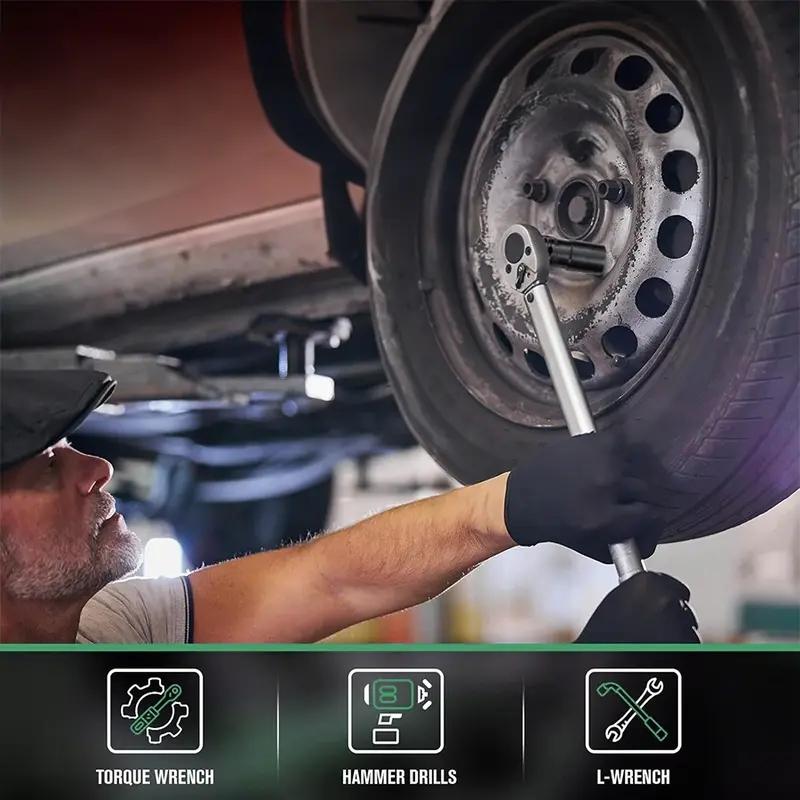 12 Drive Impact Socket Set, 10 Sockets and Driver Tool Kit, Standard Metric Size (8-24mm) Mechanics Tool Kit Socket Kit Metric Drive Socket Wrench Set with Plastic Tool Case