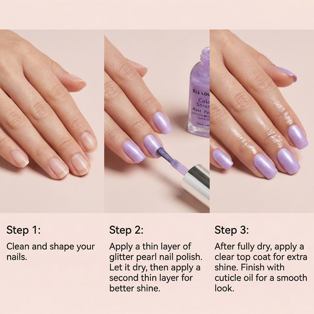 ELL LOUREL New Arrival Color Strong Nail Polish, 10ml Lavender Quick-Dry Nail Varnish, Keratin & Vitamin Infused, Alcohol-Free, Nail Chip-Resistant, Long-Lasting High Gloss, Nourishing Formula for Healthy Nails, Perfect for Daily Wear, Parties, Manicure