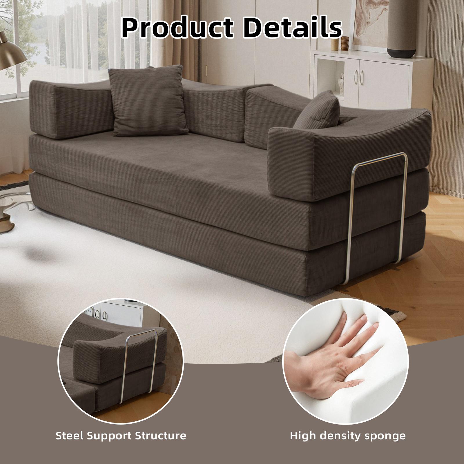 78.8'' Sofa Bed Cloud Couch Corduroy Upholstered Sectional Convertible Multi-Functional Floor Sofa for Living Room & Apartment Furniture