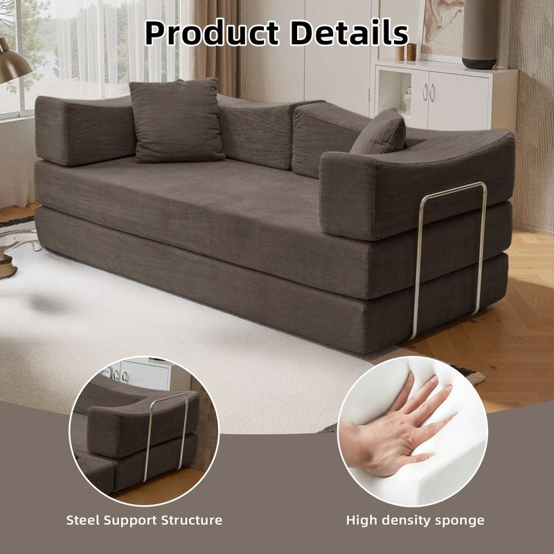 78.8'' Sofa Bed Cloud Couch Corduroy Upholstered Sectional Convertible Multi-Functional Floor Sofa for Living Room & Apartment Furniture