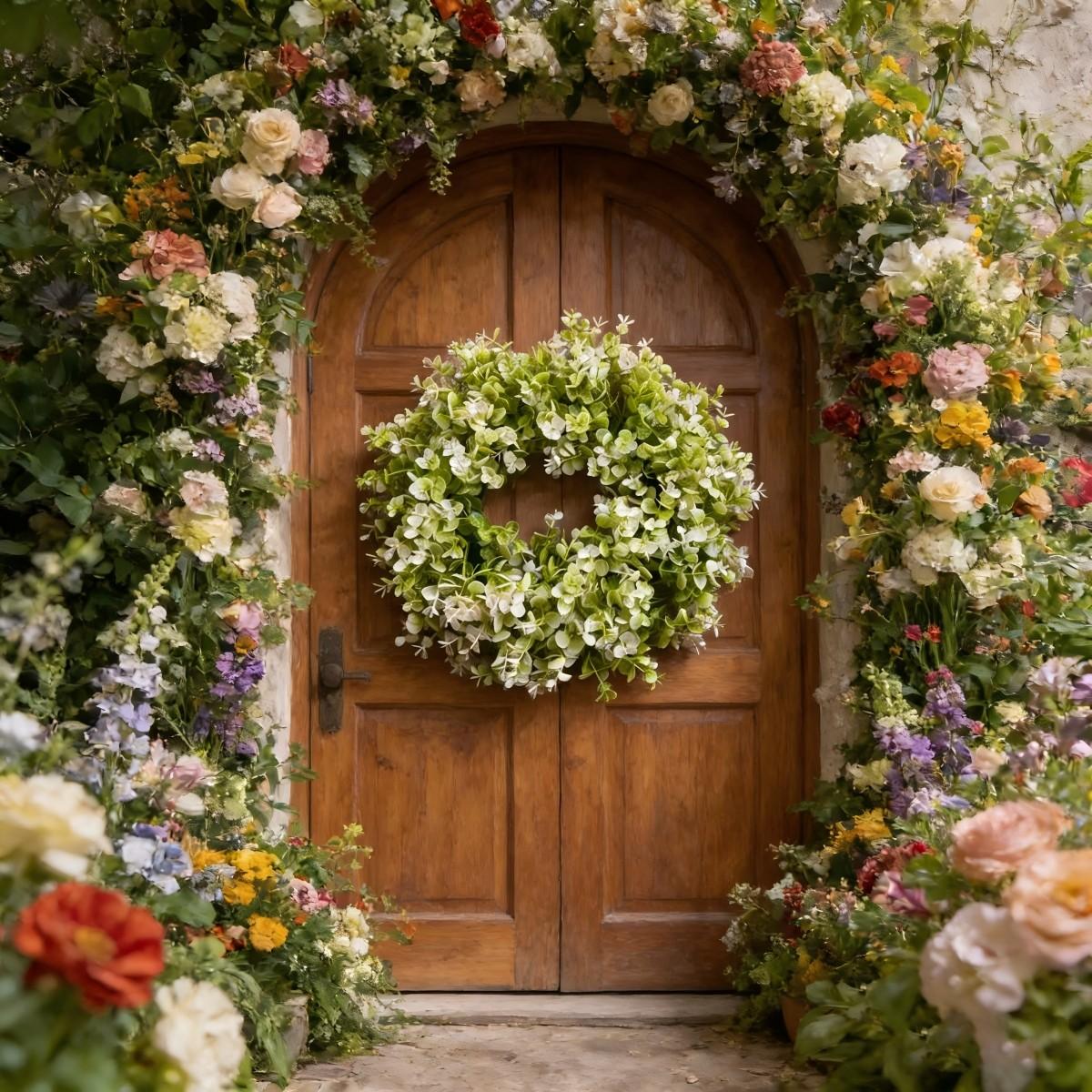 Artificial Eucalyptus Tree and Wreath, Perfect for Spring Summer Easter Mother's Day Graduation Decor, Home Garden Patio Porch Barn Door