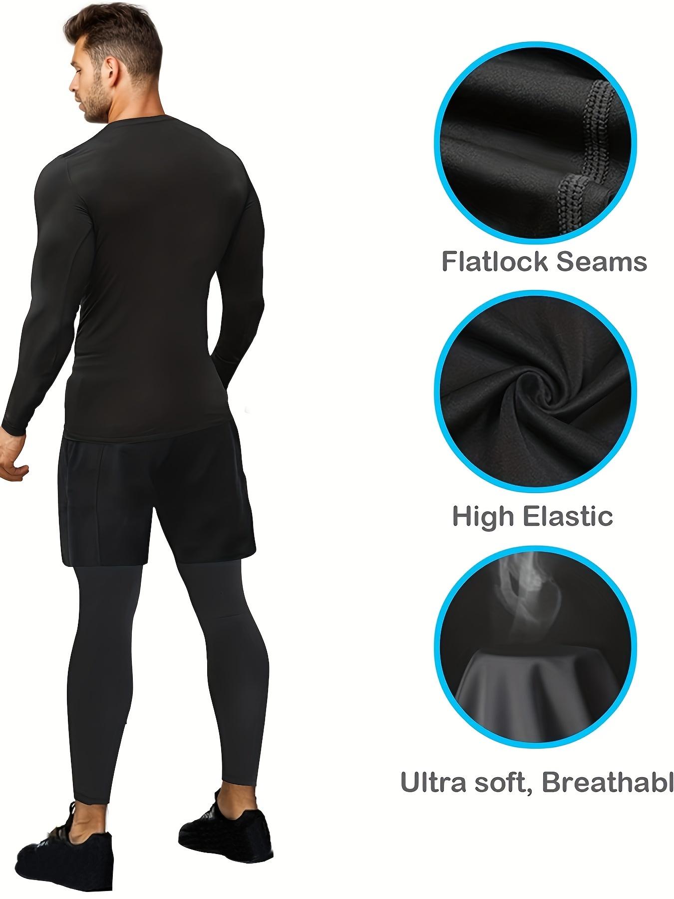 5 Pack Workout Compression Shirts Men Long/Short Sleeve Guard Athletic Undershirt Gear T Shirt for Sports Dry Fit base layer undershirt t-shirt top