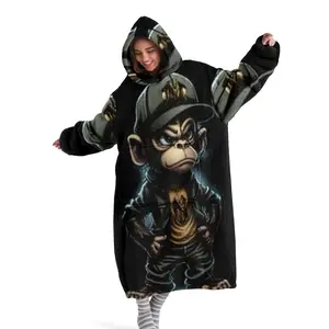 hoodie blanket，Wearable Blanket、Hooded Blanket Wearable Digital Print Flannel, Soft Warm Street Style, Unique Pattern, Perfect for Sofa Home Leisure Air Conditioning Nap Office Bed Camping Travel Gift、Christmas Gift,Valentine's Day gift