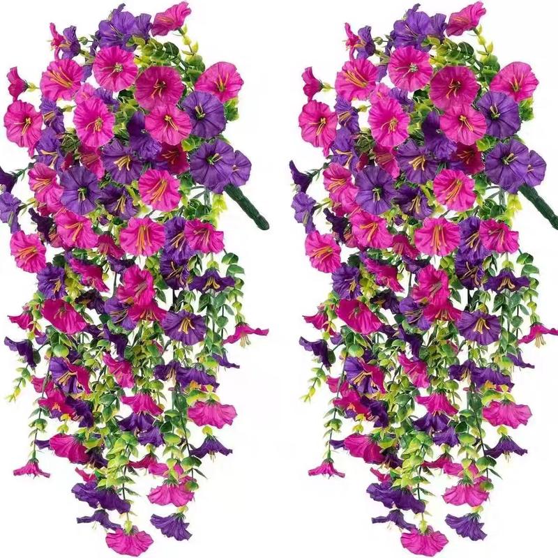 Artificial Morning Glory Vine, 2/4 Bunches Fake Flower Vine, faux flower, Decorative Flowers for Home Party Wedding Outdoor Yard Wall Hanging, Ornaments, Mother's Day Gifts