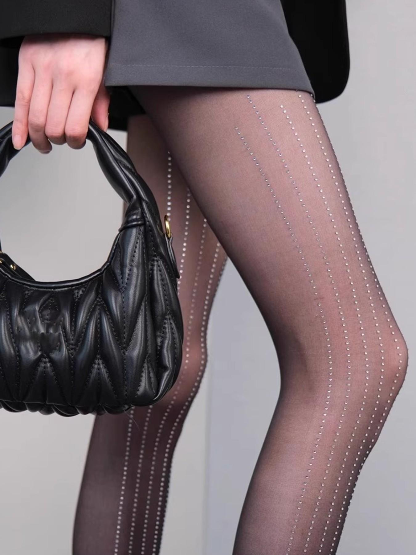 Sexy Sparkle Mesh Stockings, Slimming Seamless Pantyhose, Anti-Pilling Women's Underwear, Elegant Fitted Design, Made in China