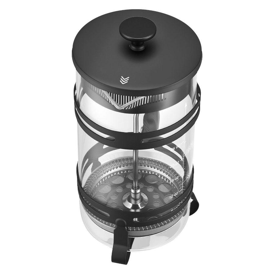 VEVOR 34oz Borosilicate Glass French Press Coffee Maker, Stainless Steel Filter, Detachable Anti-Drip Spout, Cold Brew Tea Maker for Gatherings Home Camping, Silver 1L Hand Tool Accessory