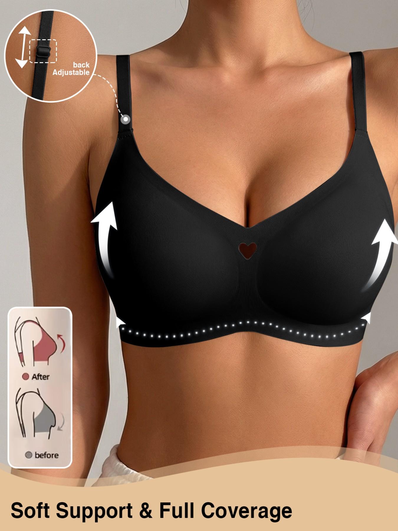 Women's Seamless Jelly Bra, Push-Up V-Neck Wireless Lingerie, Max Support, All Seasons, Casual Style, 1/2/4 Pieces Set