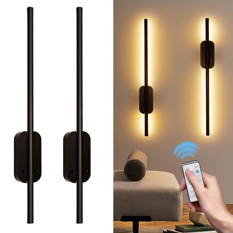 2-Pack Modern Linear LED Wall Lights, Rechargeable, Timer, Magnetic, for Living Room, Kitchen, Bedroom, Hallway, Cafe, Restaurant, Office