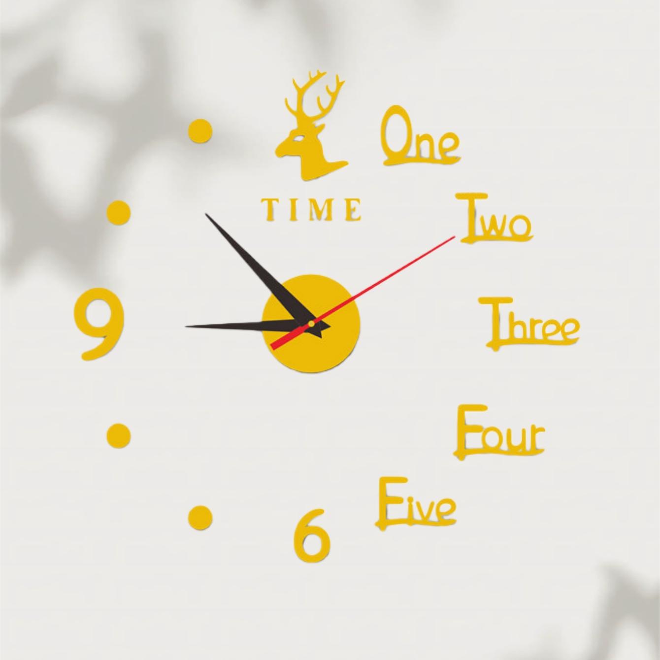 European Style DIY Creative Deer Clock, No-Drill Wall-Mounted Silent Clock for Living Room & Bedroom, Home Decor