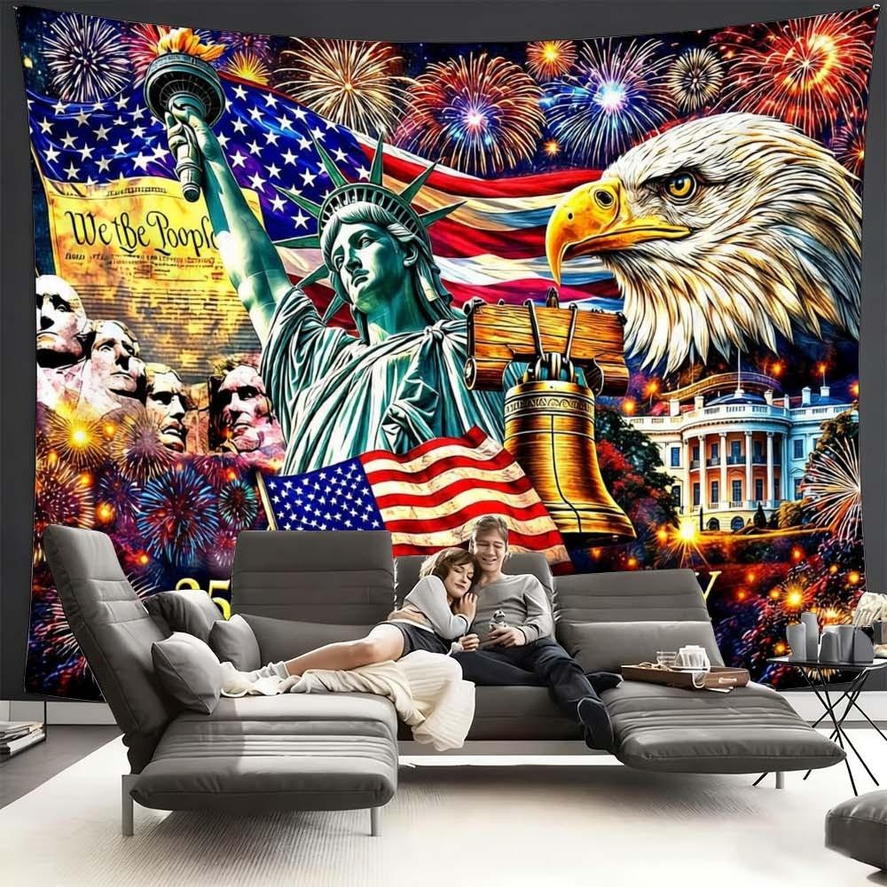 1PC Independence Day Celebration Wall Hanging Fabric for Home Decoration Vibrant Tapestry for Living Room Bedroom Festive Atmosphere Booster for Gatherings and Celebrations 250th Anniversary