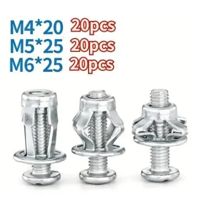 60‑Pcs Petal‑Shape Rivet Nuts, M4 M5 M6 Metal Expansion Hollow Wall Anchors, Petal Type Rivnut Insert Nuts for Wall Plate Fixing