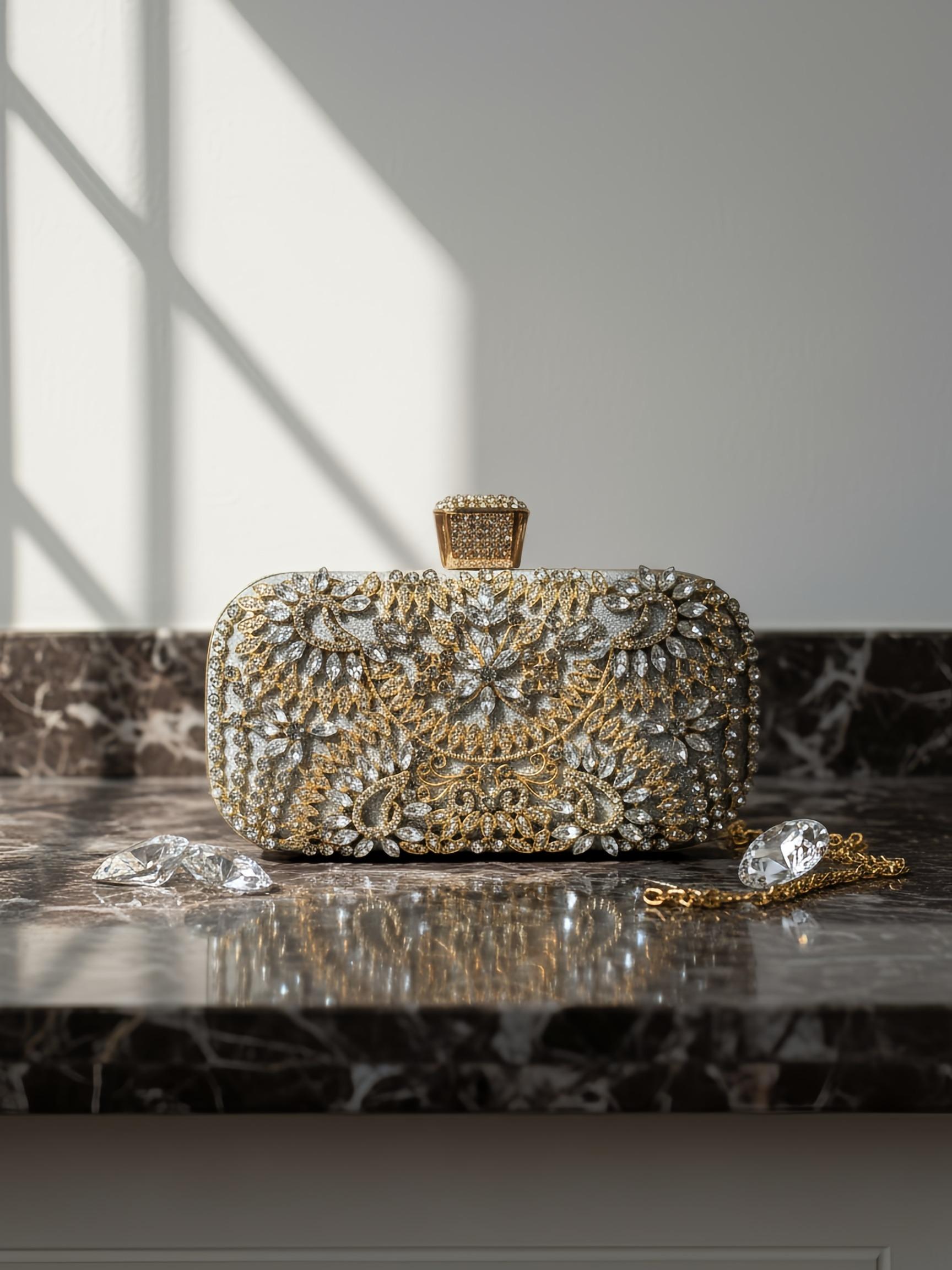 High-End Rhinestone Evening Bag, Fashionable Sparkling Fabric, Embellished Clutch, Versatile Banquet Clutch, Luxurious Handbag for Weddings, Parties, Birthdays