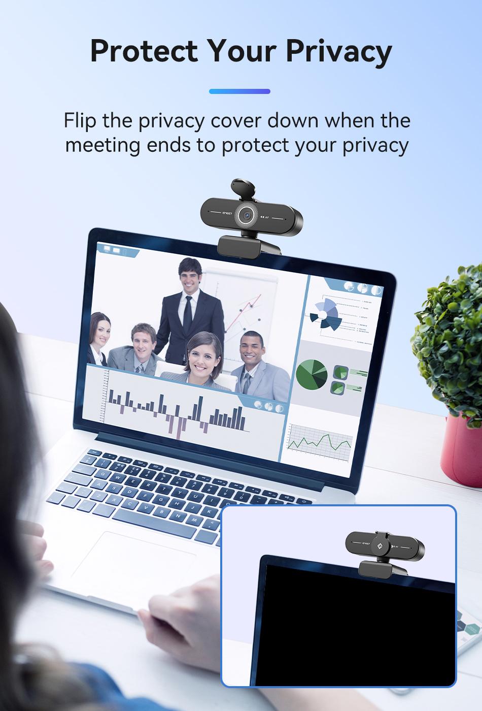 EMEET C60E 4K Ultra HD Webcam with Auto Focus 73° FOV for PC Gaming Switch2 Computer Camera 4K@30fps 1080P@60fps Fast AutoFocus Auto Light Correction Plug & Play with Privacy Cover for Streaming Working Gaming, TikTokShopBlackFriday