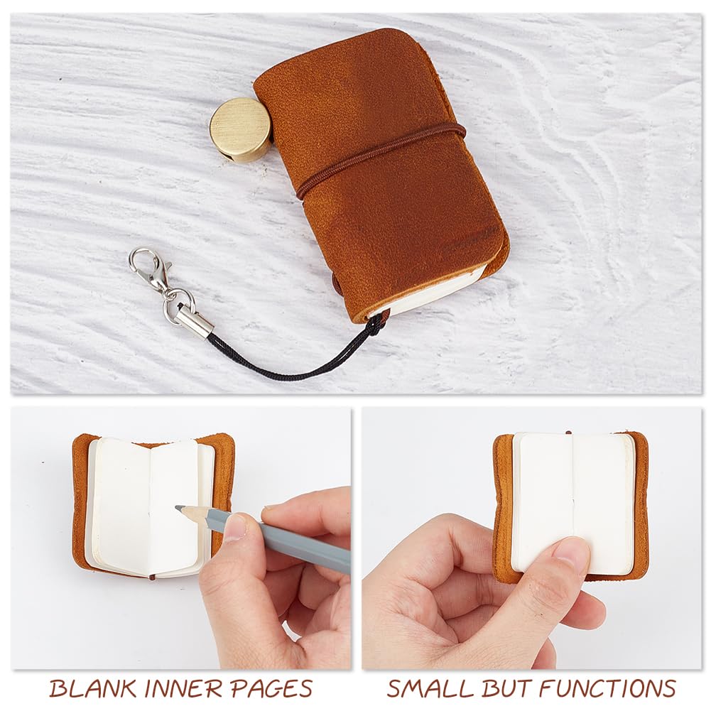 CRASPIRE Miniature Notebook 1.9x1.7"   Journal Bound Blank Paper  Portable  Daily 64 Pages Travel Refill Notepad for Man Women  Gifts Travel Writing Drawing Brown