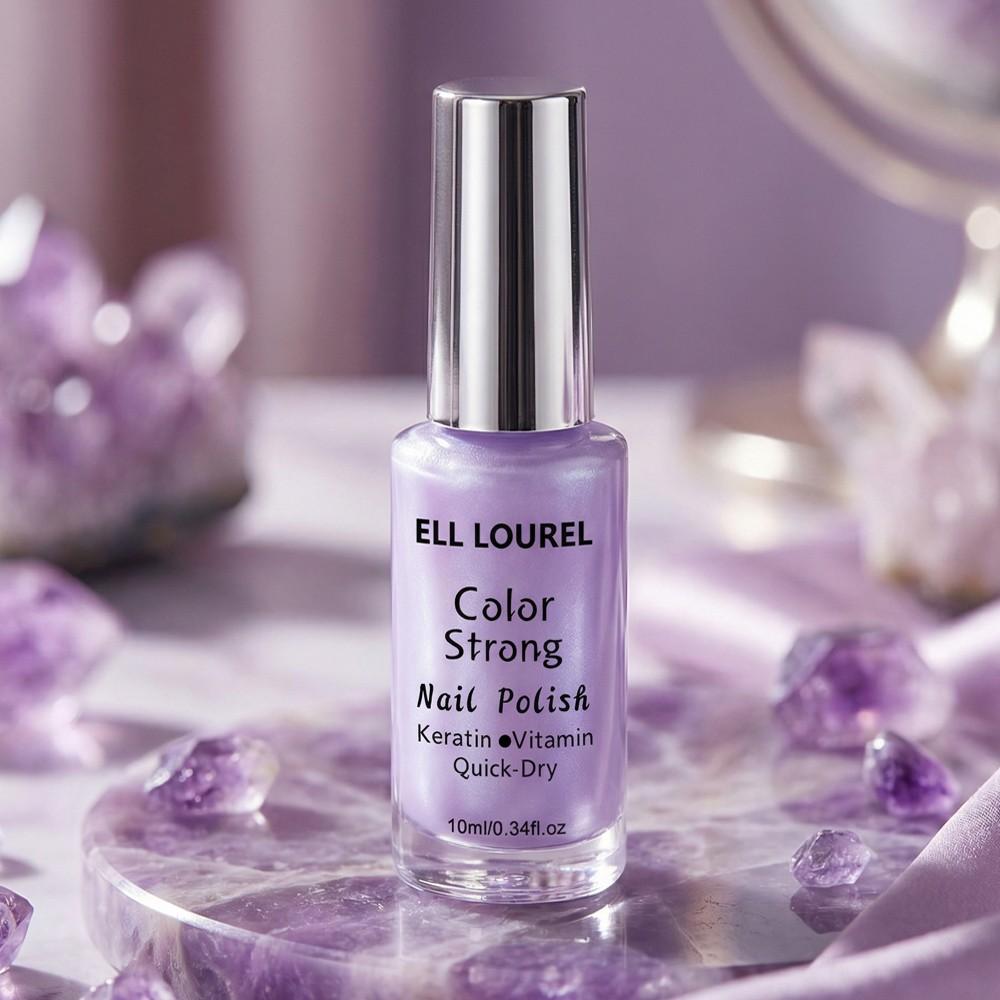 ELL LOUREL New Arrival Color Strong Nail Polish, 10ml Lavender Quick-Dry Nail Varnish, Keratin & Vitamin Infused, Alcohol-Free, Nail Chip-Resistant, Long-Lasting High Gloss, Nourishing Formula for Healthy Nails, Perfect for Daily Wear, Parties, Manicure