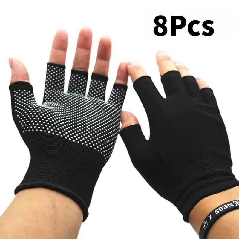 8 Pcs Breathable Half-Finger Fitness Gloves, Anti-Slip Cycling Gloves, Washable Multi-Sport Gloves for Biking, Hiking, Gym, Fitness Accessories