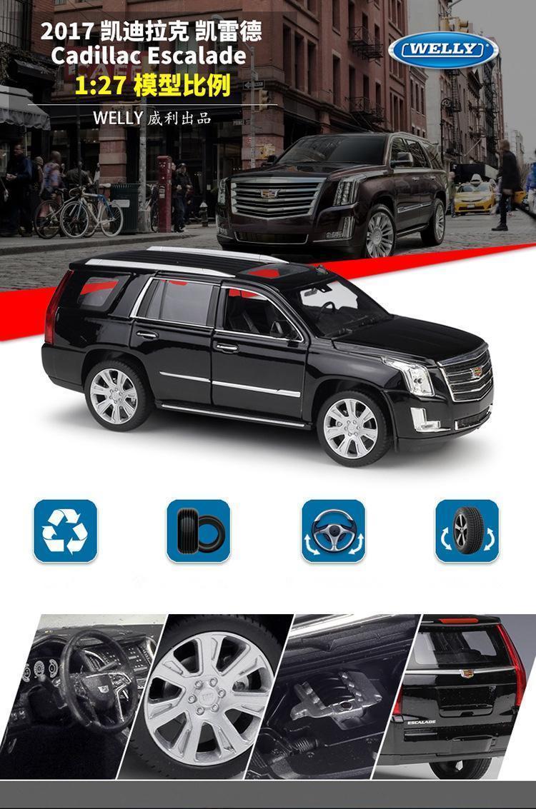 Welly 1/27 Cadillac Escalade SUV Alloy Car Model Diecast Metal Off-road Vehicles Car Model High Simulation Collection Kids Gifts