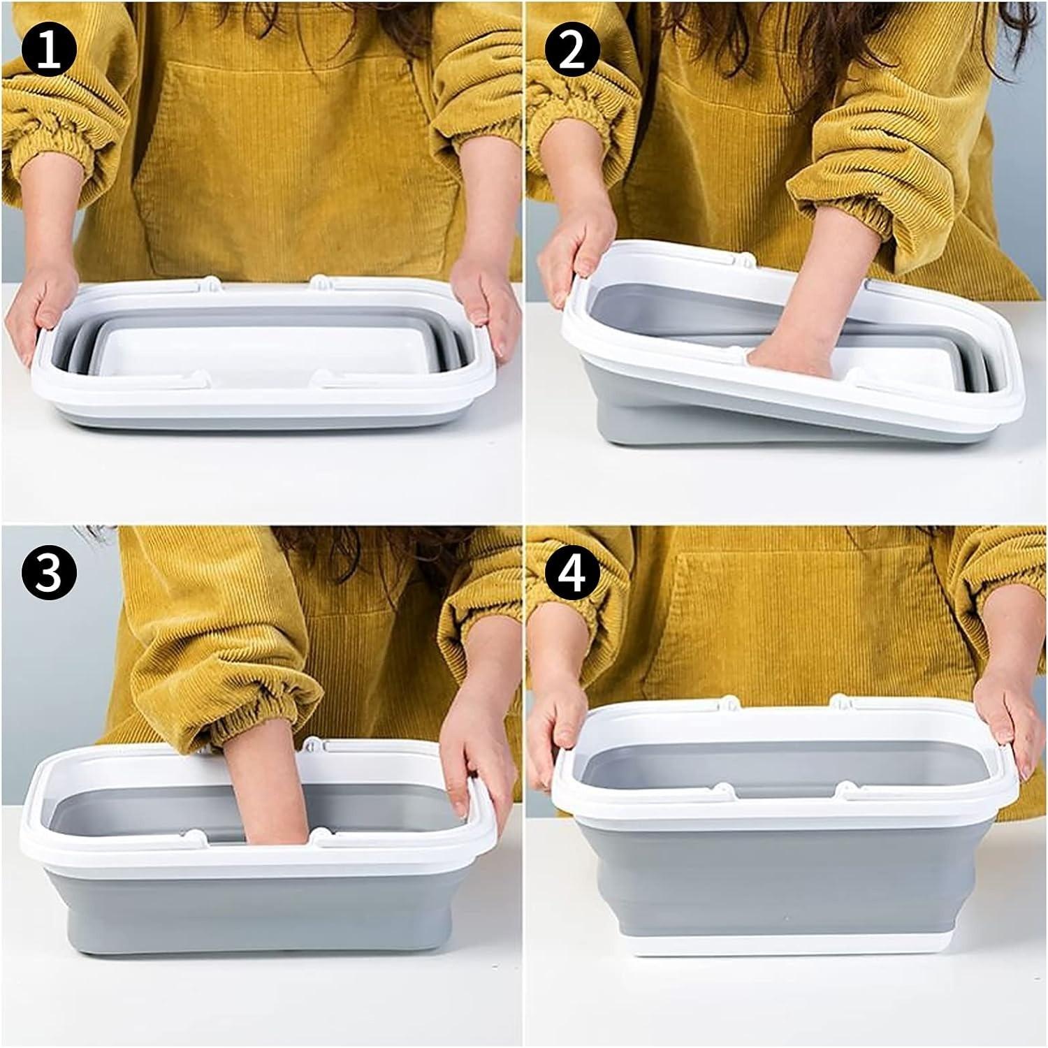 Multifunctional Foldable Laundry Basin, Portable Design with Hidden Dual Handles, Ideal for Camping, Rvs, Travel, Space Saving, Easy Cleaning