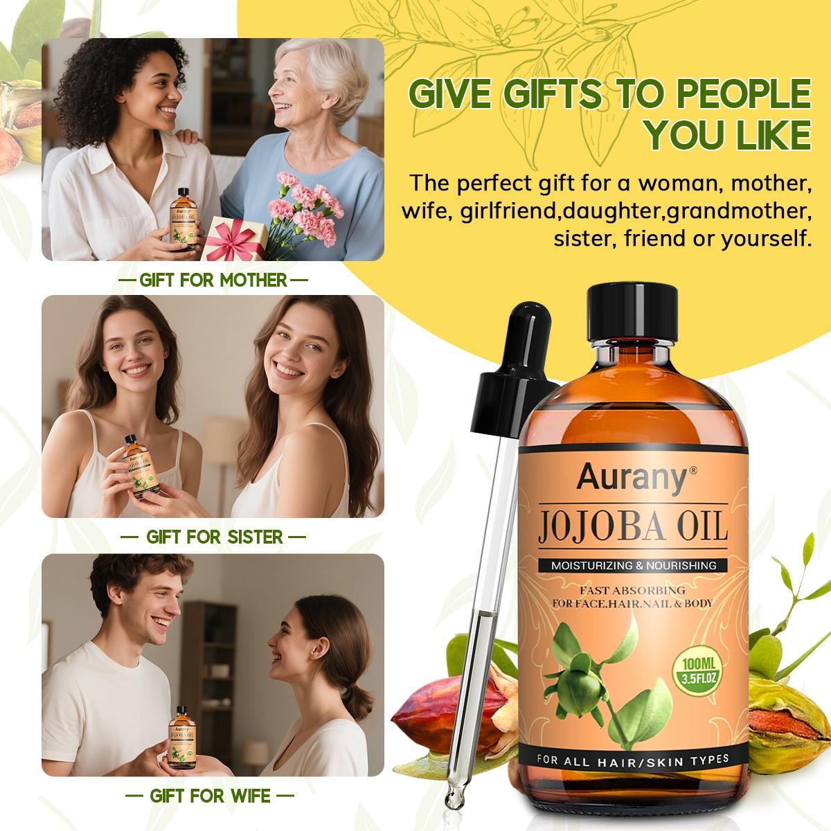Jojoba Oil Essential Oil for Skin, Premium Grade Carrier Oil,Essential Oil For Moisturize and Relieve Dry Skin,Natural Cold Pressed Oil ,Suitable For Face,Hair,Nail and Body,Essential Oils for Diffusers for Home-100ML