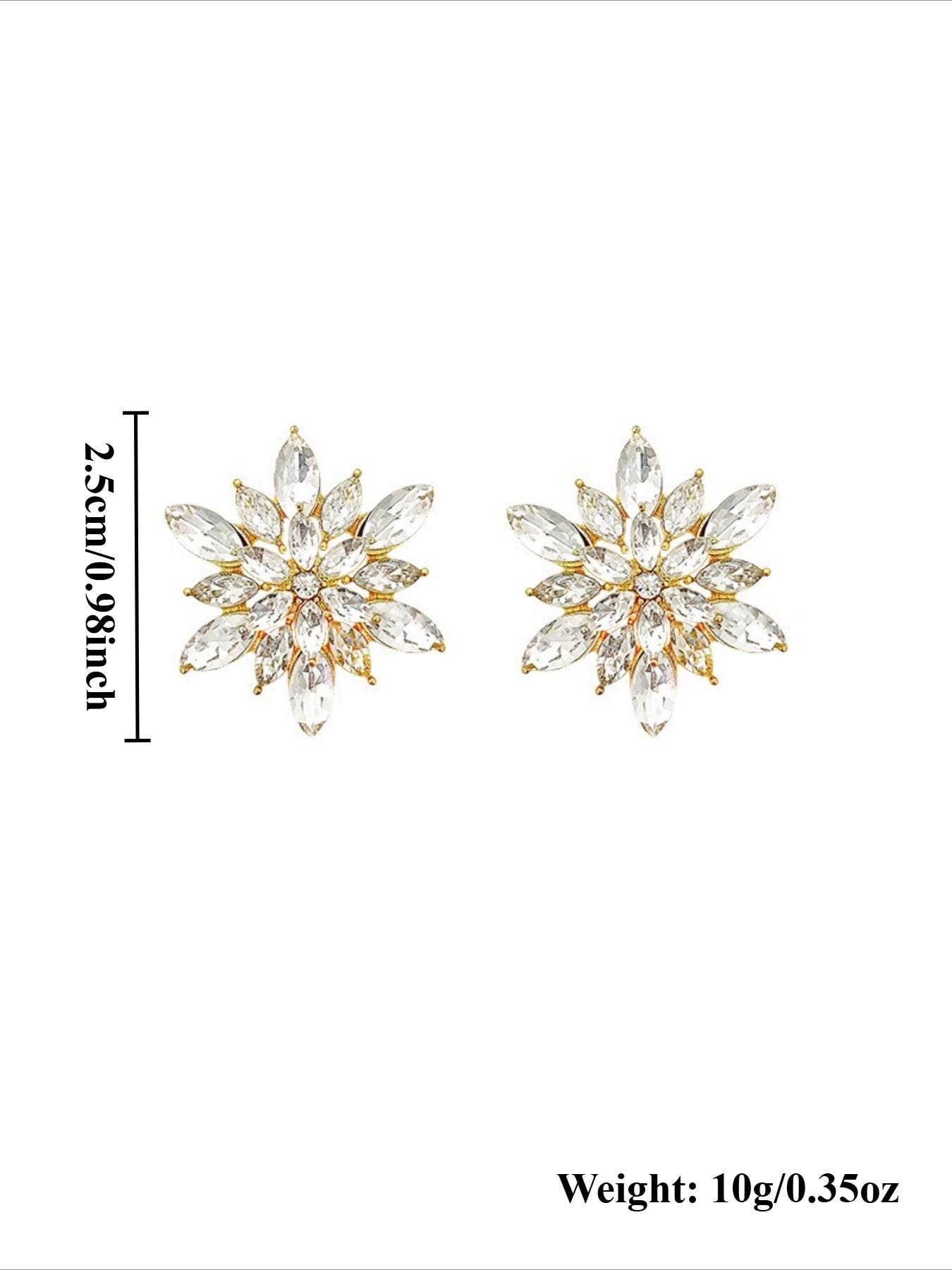 Trendy Fashion Rhinestone Snowflake Earrings, Elegant Party Jewelry for Women, Stylish Ear Rings for Special Occasions