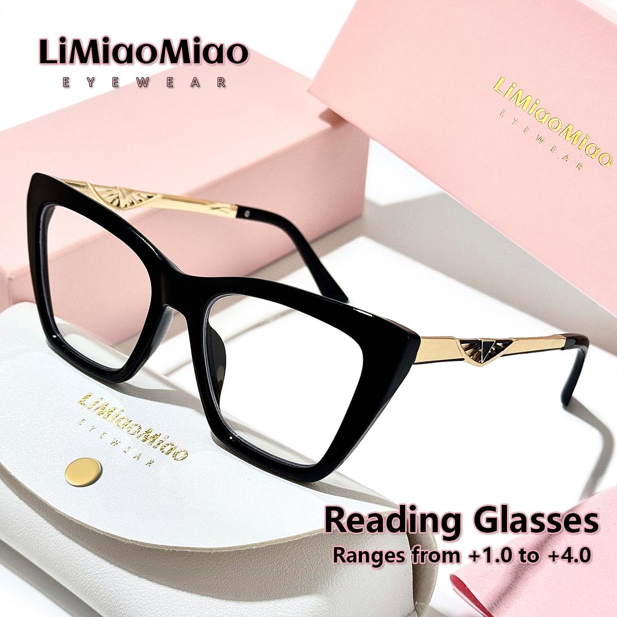 Cat Eye Reading Glasses for Men and Women, Vintage Clear Transparent Computer Readers, Magnification +1.0 to +4.0, Includes Case and Cloth