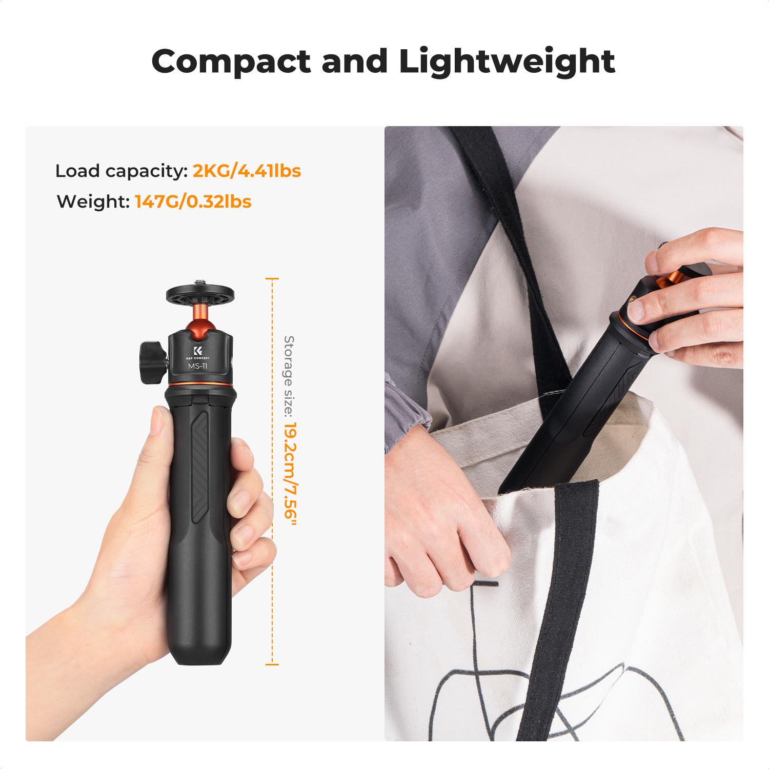 [K&F CONCEPT]All-in-One Extendable Selfie Stick Tripod for Smartphones, GoPro & DJI Cameras.60cm/24" Foldable Handle with Ball Head for Vlogging, Travel, Live Streams.GoPro Hero 13/12/11/10/9/8/7/Max, DJI Osmo Action 5/4/3, Pocket 3.