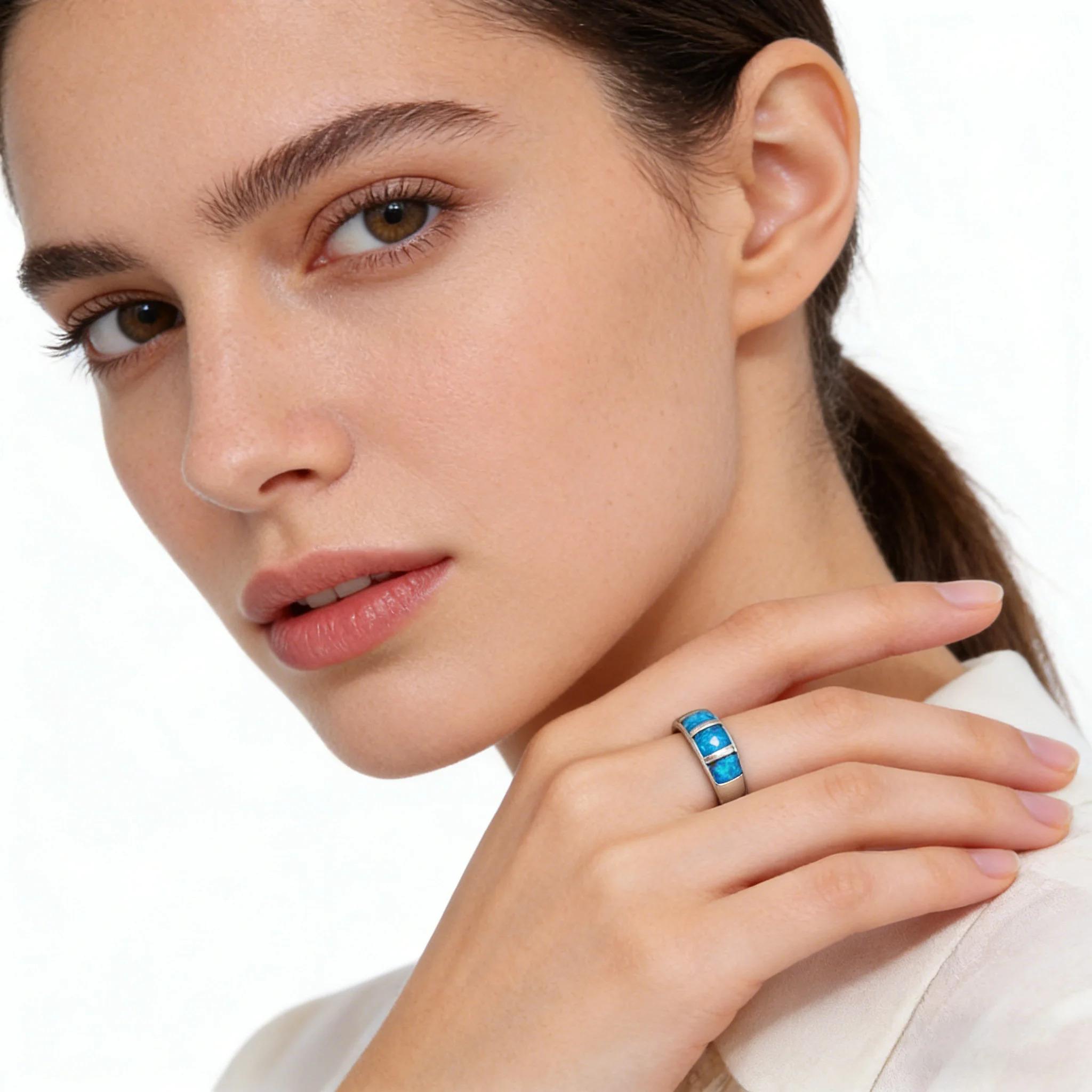 Opal Copper Ring for Women Men Gothic Vintage Jewelry Luxury Wedding Engagement Couple Matching Cocktail Rings Set Gift for Her