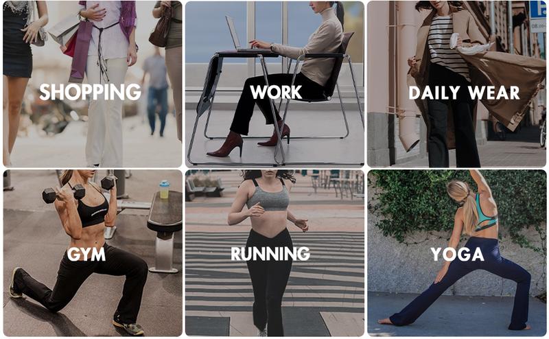 FireSwan Women's Yoga Pants with Pockets Crossover High Waisted Bootcut Pants for Women Gym Workout Flare Leggings