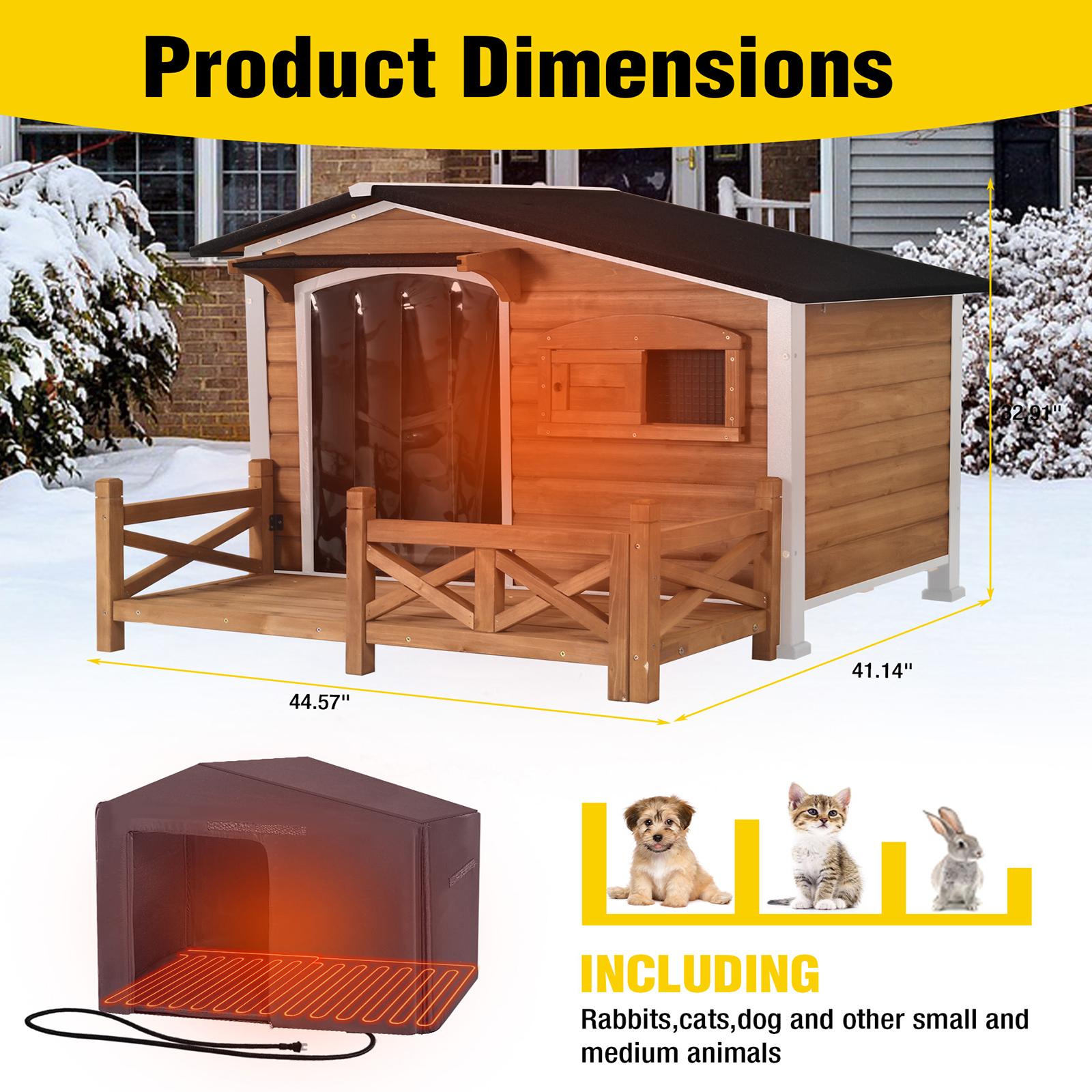 Aivituvin-AIR7024-IN-HP Outdoor Heated Dog House |Metal Frame With Balcony