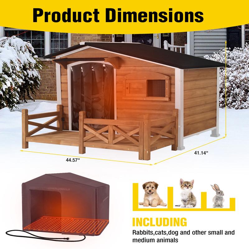 Aivituvin-AIR7024-IN-HP Outdoor Heated Dog House |Metal Frame With Balcony