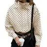 Tankaneo Womens Zip Up Cropped Jackets Polka Dot Oversized Jackets Spring Lightweight Trendy Casual Coats